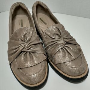 Clarks Collection‎ Gold Sparkle Holiday Wedge Loafer, Size 9.5, Christmas